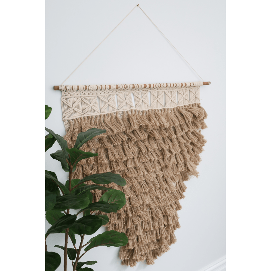 Ringmo Handcrafted Macramé Wall Hanging with Jute Fringes - Floorsome - WALLARTRINGMO00 - 