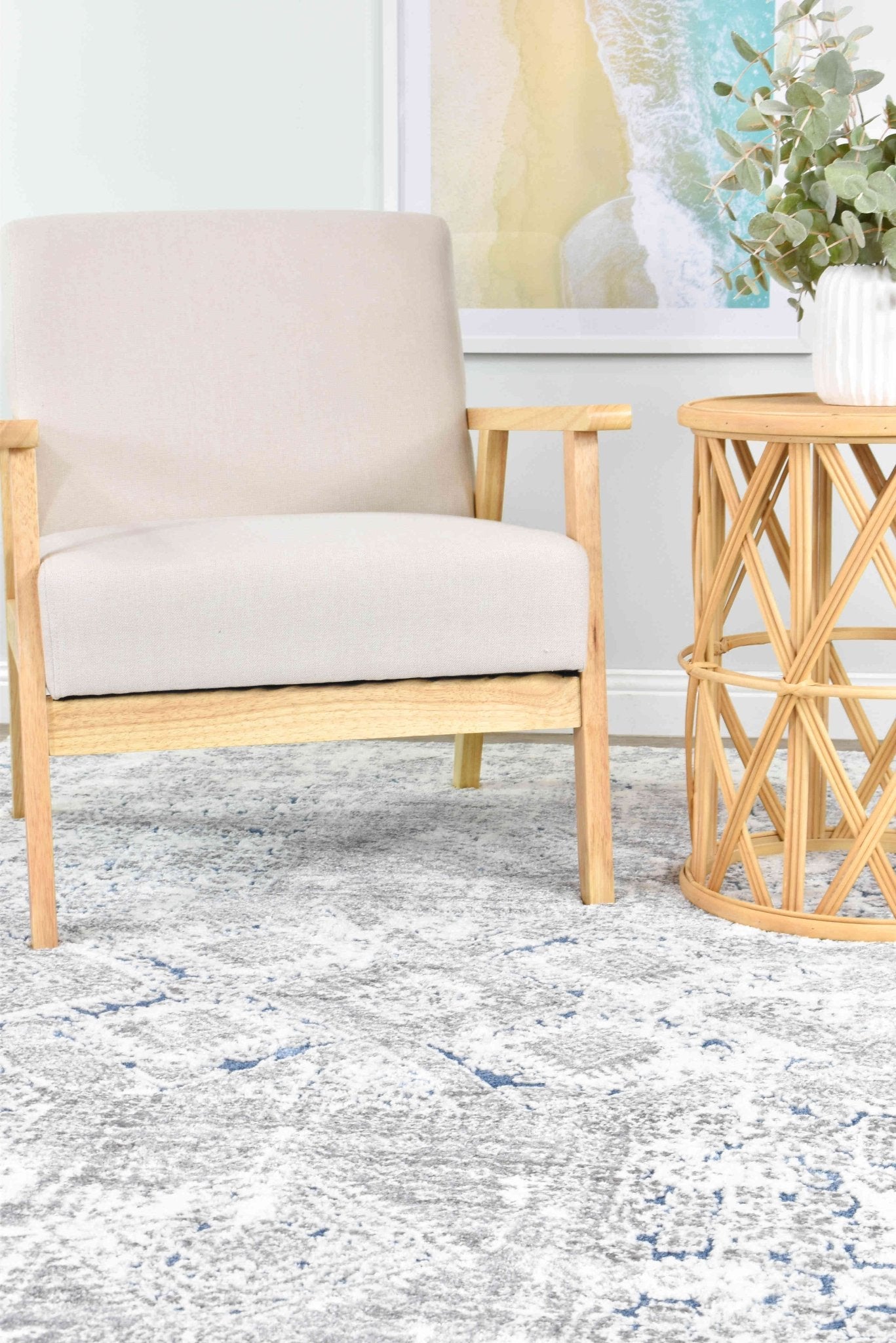 Roman A0238A Grey Pail Rug - Floorsome - INDOOR/OUTDOOR - SOFIA - A0238A - BLUE - 80X150 - INDOOR/OUTDOOR