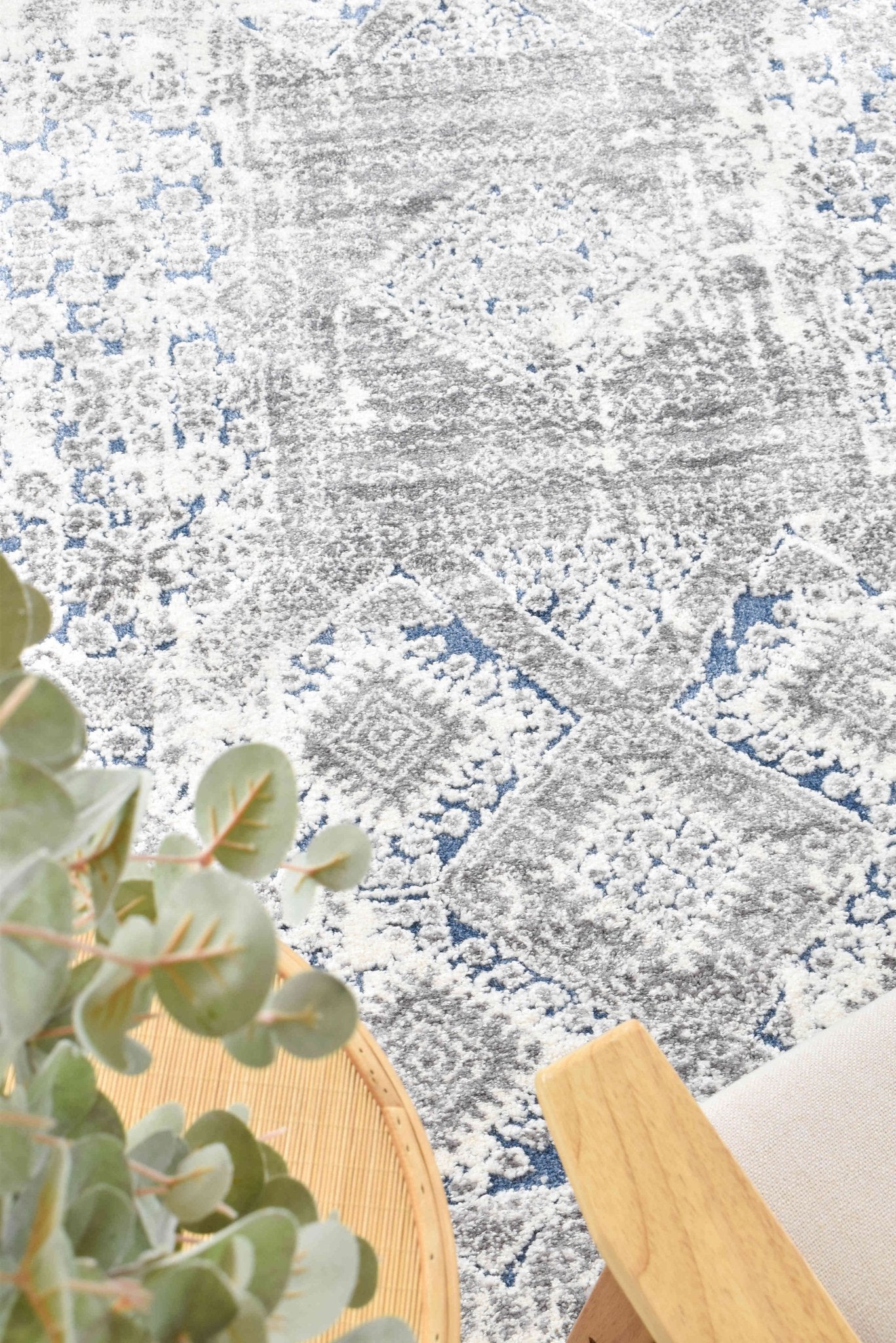 Roman A0238A Grey Pail Rug - Floorsome - INDOOR/OUTDOOR - SOFIA - A0238A - BLUE - 80X150 - INDOOR/OUTDOOR