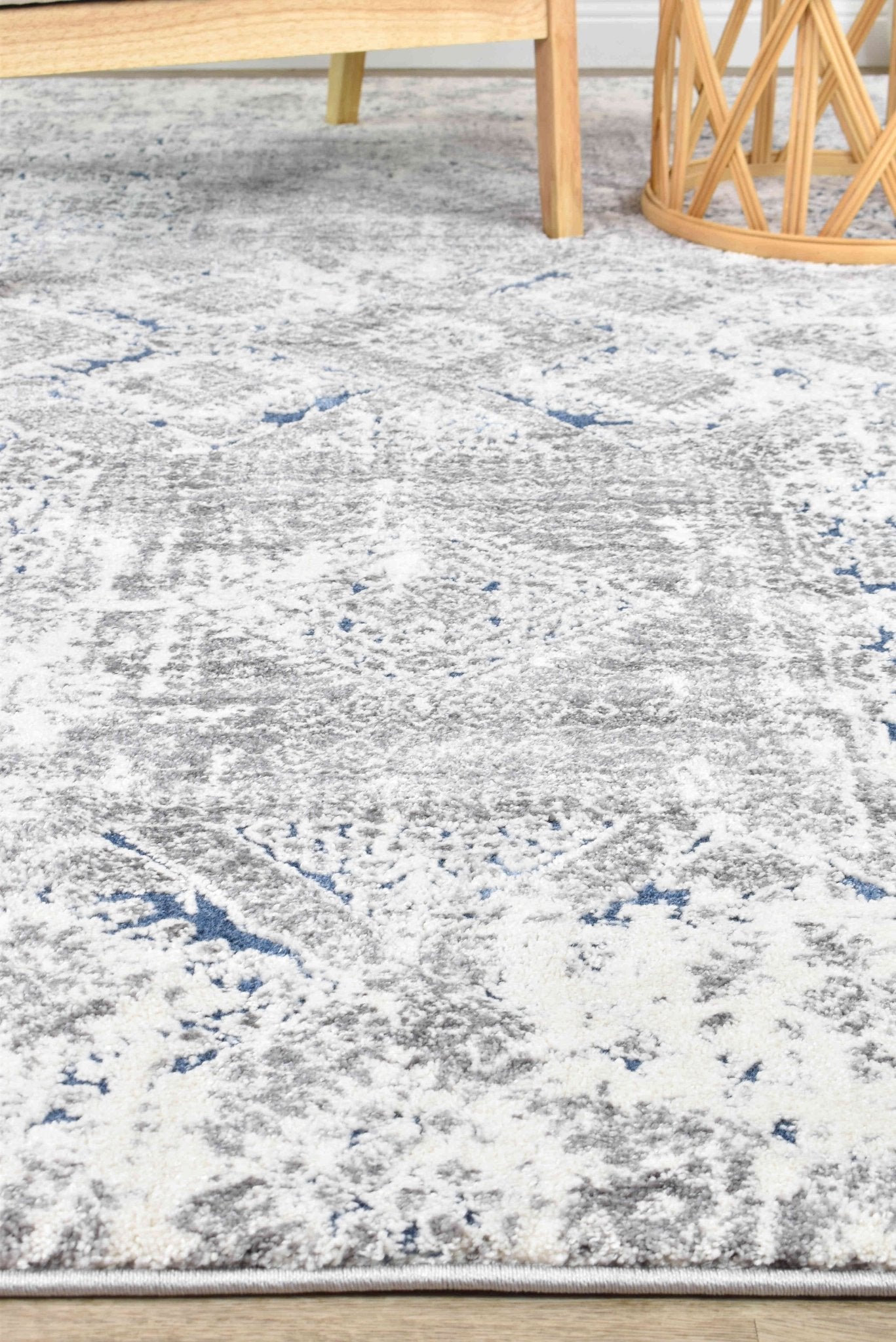 Roman A0238A Grey Pail Rug - Floorsome - INDOOR/OUTDOOR - SOFIA - A0238A - BLUE - 80X150 - INDOOR/OUTDOOR