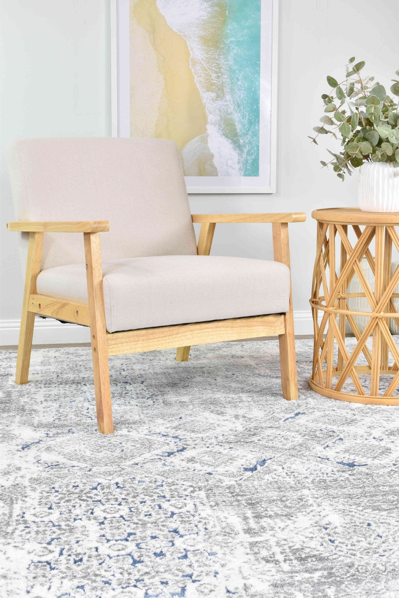Roman A0238A Grey Pail Rug - Floorsome - INDOOR/OUTDOOR - SOFIA - A0238A - BLUE - 80X150 - INDOOR/OUTDOOR