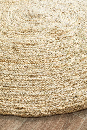 Round Jute Natural Rug Bleached - Floorsome - Natural