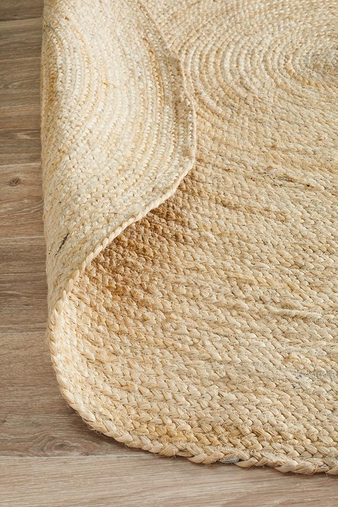 Round Jute Natural Rug Bleached - Floorsome - Natural - ATR - POLO - BLE - 120X120 - Natural