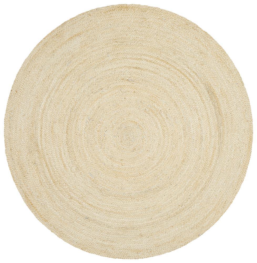 Round Jute Natural Rug Bleached - Floorsome - Natural - ATR - POLO - BLE - 120X120 - Natural