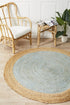 Round Jute Natural Rug Blue - Floorsome - Natural - ATR - POLO - BLU - 120X120 - Natural