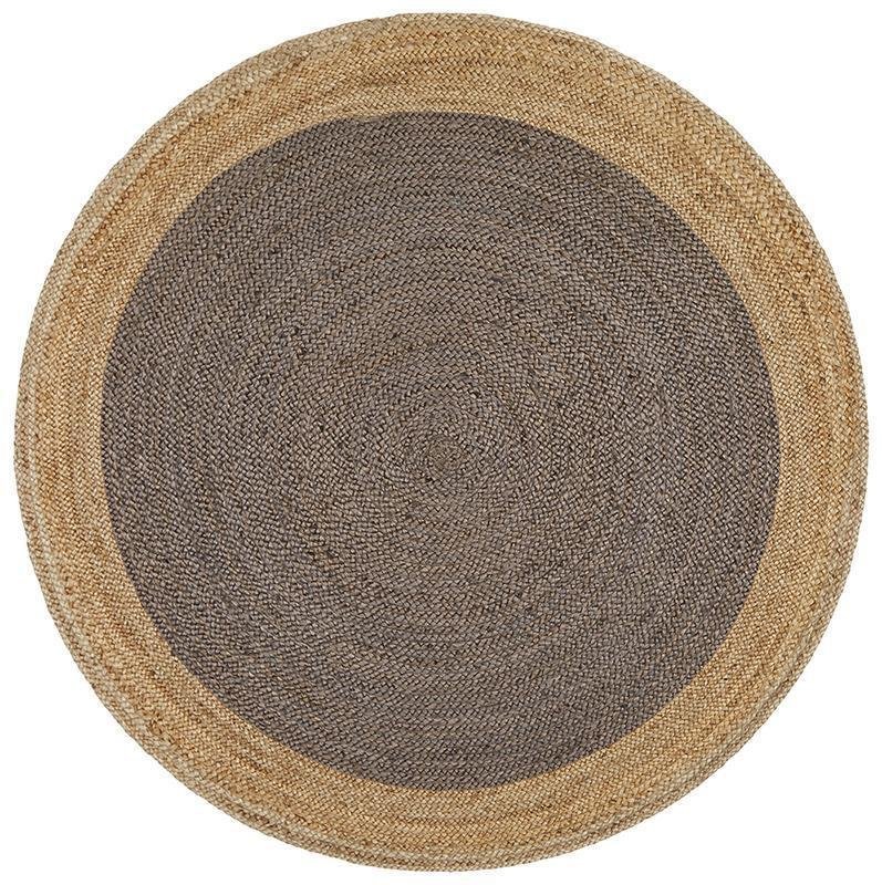 Round Jute Natural Rug Charcoal - Floorsome - Flatweave - ATR - POLO - CHAR - 120X120 - Flatweave