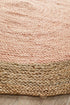 Round Jute Natural Rug Pink - Floorsome - Natural - ATR - POLO - PIN - 120X120 - Natural