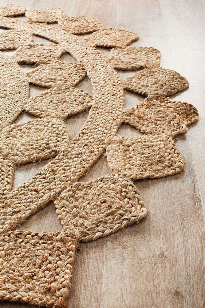 Round Jute Natural Tessellate Rug - Floorsome - Flatweave - ATR - TES - NAT - 120X120 - Flatweave