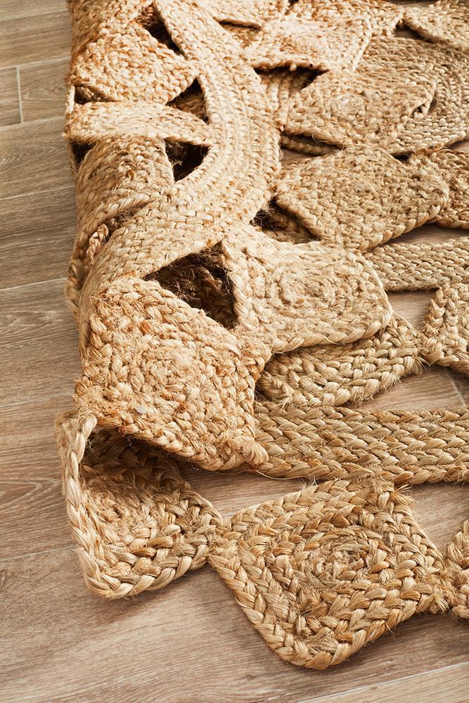 Round Jute Natural Tessellate Rug - Floorsome - Flatweave - ATR - TES - NAT - 120X120 - Flatweave