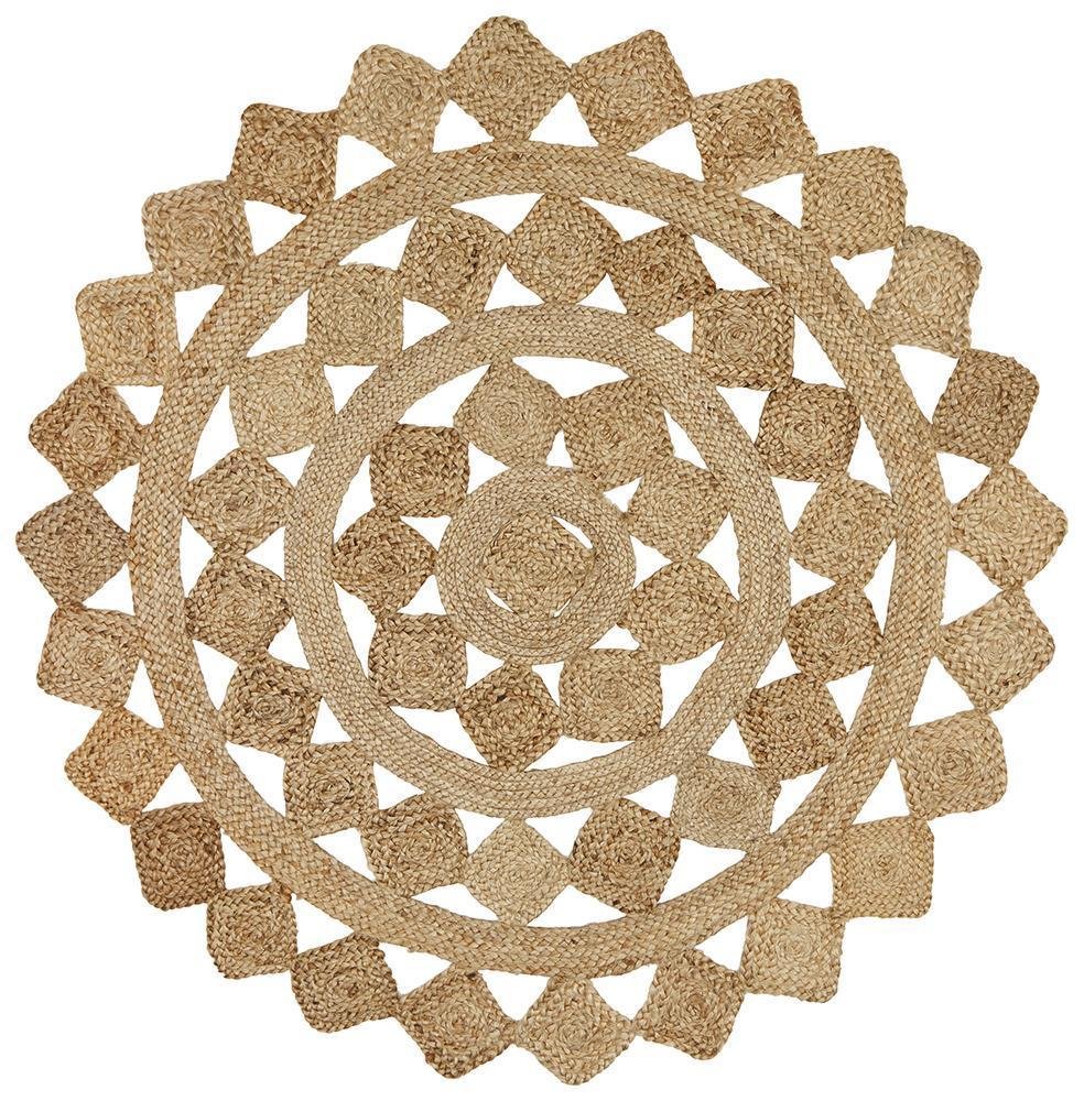Round Jute Natural Tessellate Rug - Floorsome - Flatweave - ATR - TES - NAT - 120X120 - Flatweave