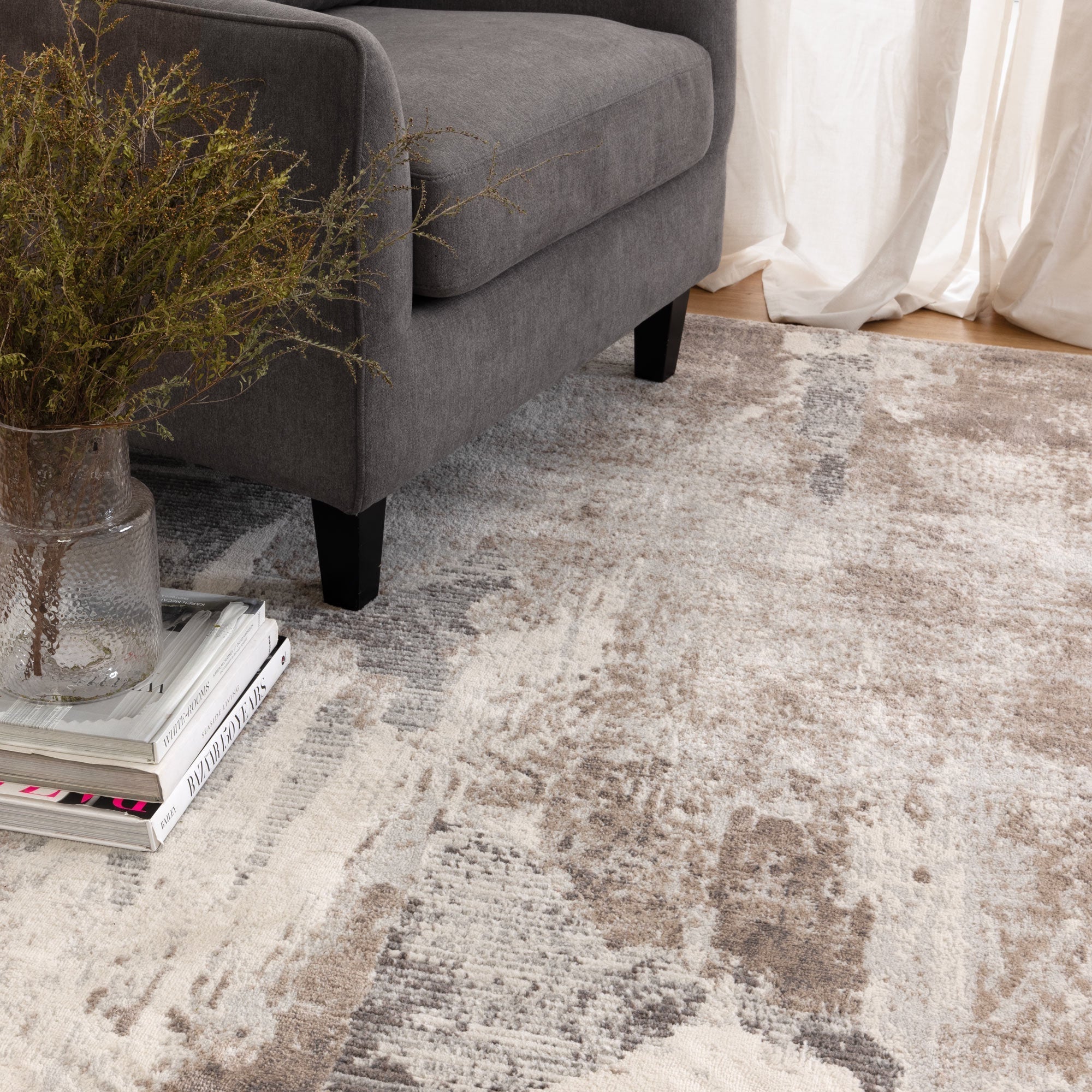 Ruby Abstract Beige Rug - Floorsome - Area Rug - RUBY16002 - Area Rug