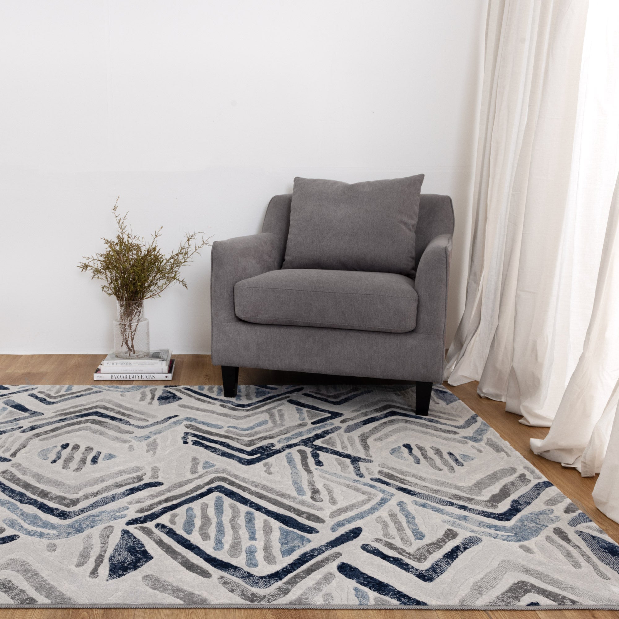 Ruby Diamond Blue Grey Rug - Floorsome - Area Rug - RUBY16001 - Area Rug