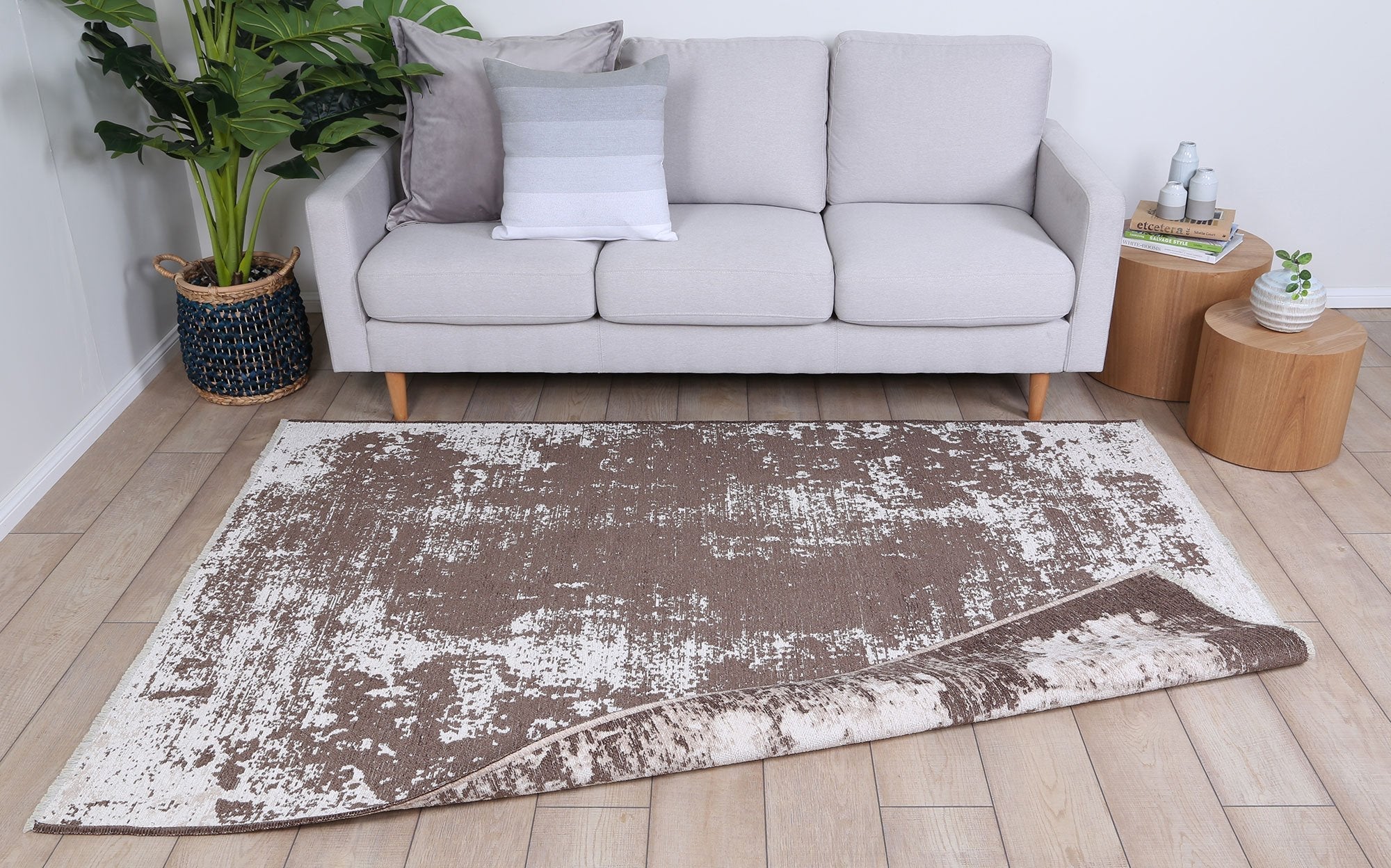 Rustic Vintage Abstract 2 in 1 Reversible Rug Beige - Floorsome - Modern - RUST8036121BEIG - Modern