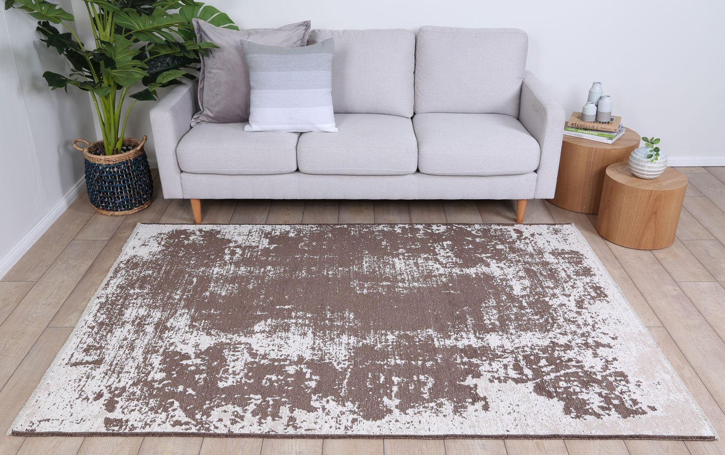Rustic Vintage Abstract 2 in 1 Reversible Rug Beige - Floorsome - Modern - RUST8036121BEIG - Modern