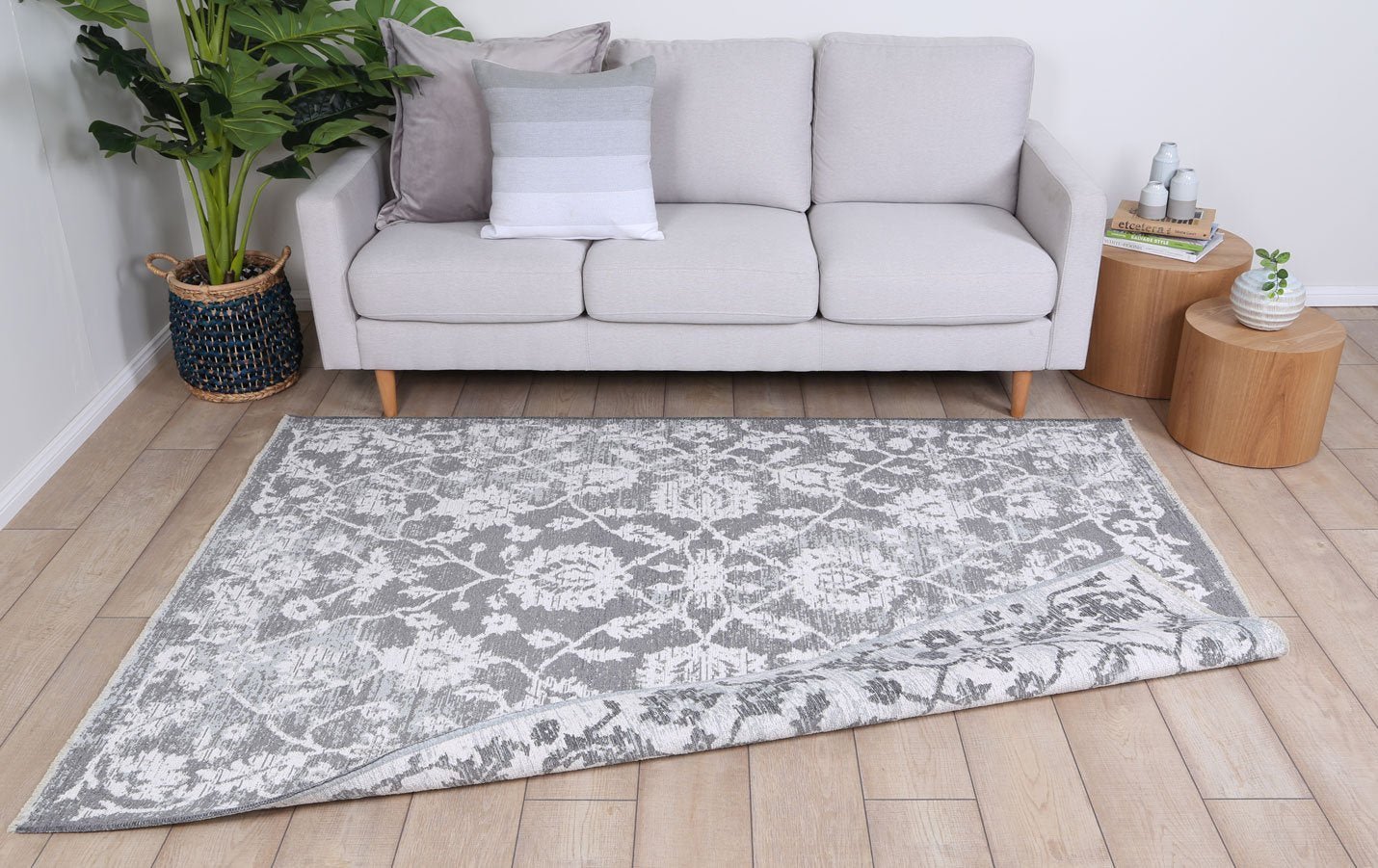 Rustic Vintage Classic 2 in 1 Reversible Rug Grey - Floorsome - Modern - RUST8036122GREY - Modern