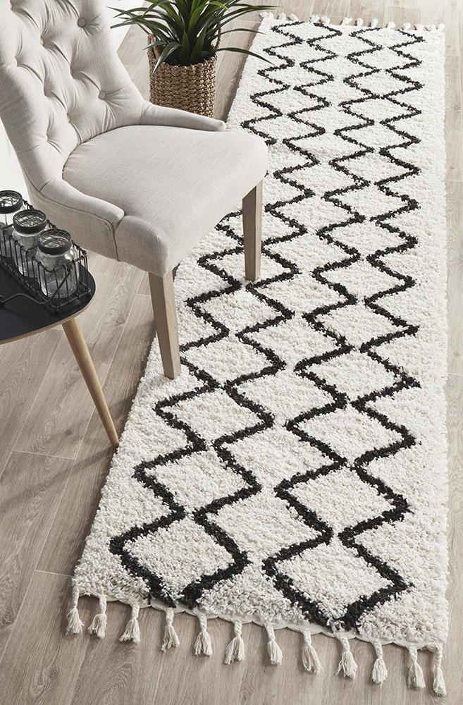 Saffron 11 White Runner Rug - Floorsome - MODERN - SAF - 11 - WHT - 200X80 - MODERN