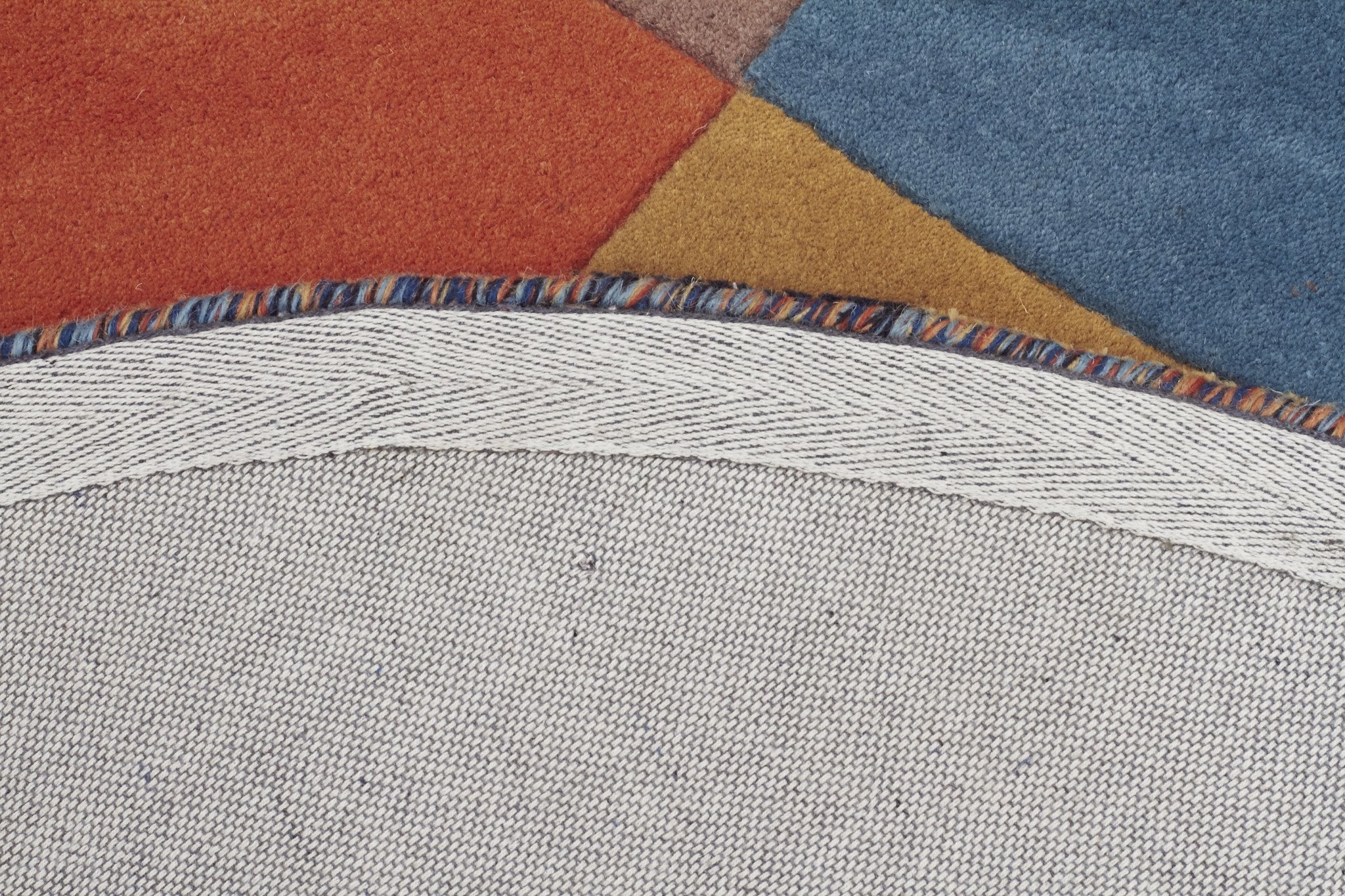 Sandy Designer Wool Round Rug Rust Blue Navy - Floorsome - Modern - MTX - 904 - SUN - 120X120 - Modern
