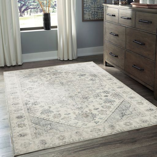 Santiago Grey Traditional Machine Washable Rug - Floorsome