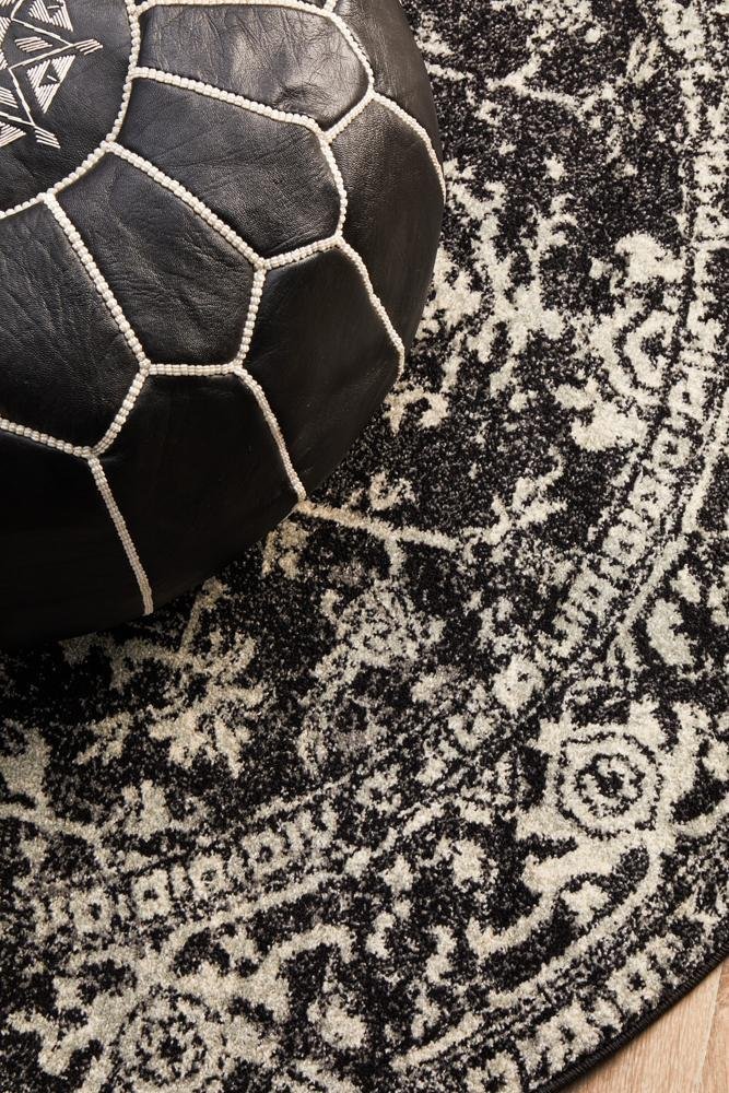 Scape Charcoal Transitional Round Rug - Floorsome - Modern - EVO - 253 - CHAR - 150X150 - Modern