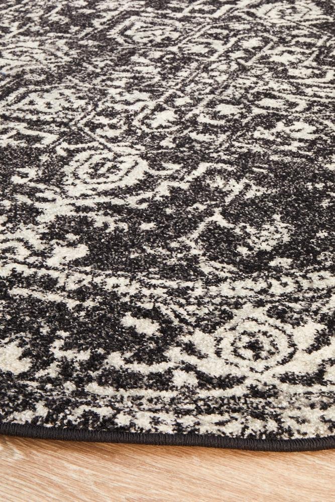 Scape Charcoal Transitional Round Rug - Floorsome - Modern - EVO - 253 - CHAR - 150X150 - Modern