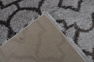Scope Light Grey Shag Shape Patterned Ikat Rug - Floorsome - Rug