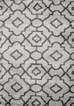 Scope Light Grey Shag Shape Patterned Ikat Rug - Floorsome - Rug