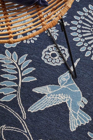 Seaside Birds Navy Indoor Outdoor Rug - Floorsome - SEASIDE COLLECTION