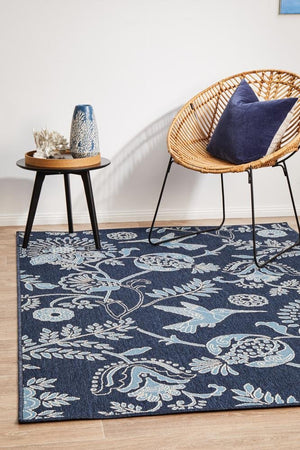 Seaside Birds Navy Indoor Outdoor Rug - Floorsome - SEASIDE COLLECTION
