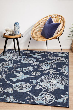 Seaside Birds Navy Indoor Outdoor Rug - Floorsome - SEASIDE COLLECTION