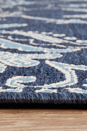 Seaside Birds Navy Indoor Outdoor Rug - Floorsome - SEASIDE COLLECTION