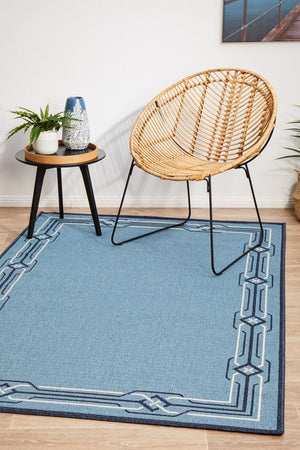 Seaside Border Blue Indoor Outdoor Rug - Floorsome - SEASIDE COLLECTION