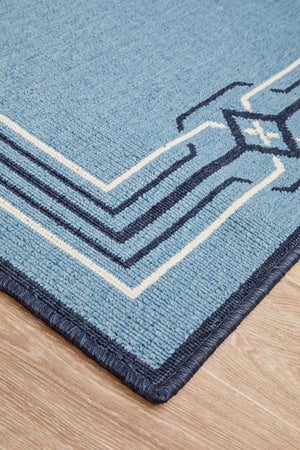 Seaside Border Blue Indoor Outdoor Rug - Floorsome - SEASIDE COLLECTION