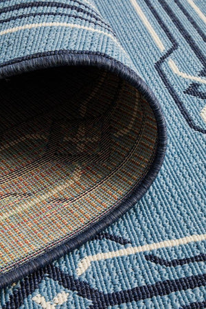 Seaside Border Blue Indoor Outdoor Rug - Floorsome - SEASIDE COLLECTION