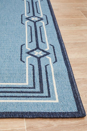 Seaside Border Blue Indoor Outdoor Rug - Floorsome - SEASIDE COLLECTION