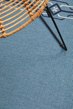 Seaside Border Blue Indoor Outdoor Rug - Floorsome - SEASIDE COLLECTION