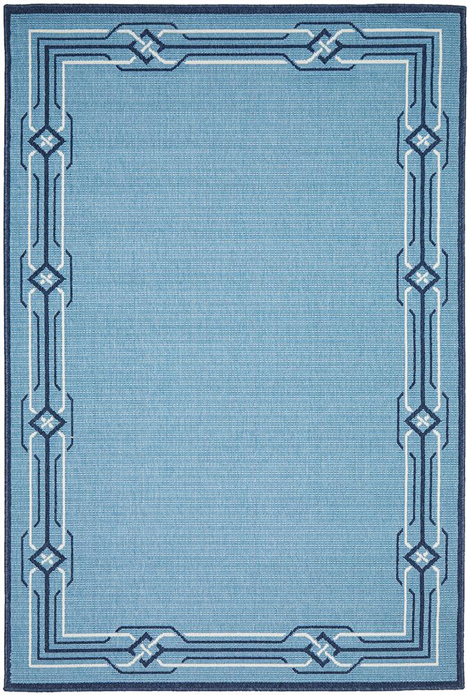 Seaside Border Blue Indoor Outdoor Rug - Floorsome - SEASIDE COLLECTION - SSD - 6666 - BLU - 160X110 - SEASIDE COLLECTION