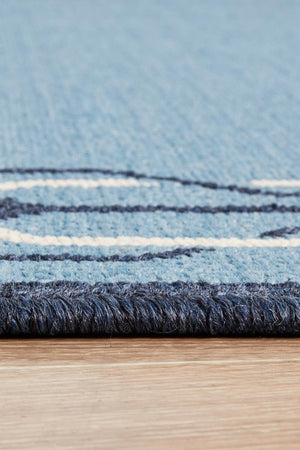 Seaside Border Blue Indoor Outdoor Rug - Floorsome - SEASIDE COLLECTION