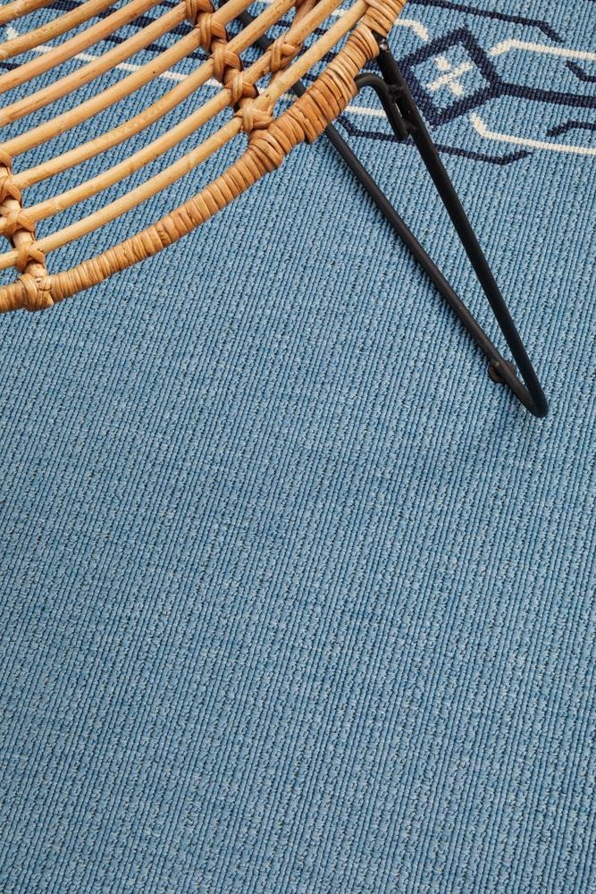 Seaside Border Blue Indoor Outdoor Rug - Floorsome - SEASIDE COLLECTION - SSD - 6666 - BLU - 160X110 - SEASIDE COLLECTION
