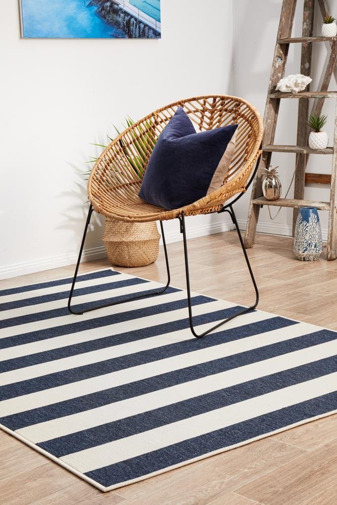 Seaside Stripes Navy White Indoor Outdoor Rug - Floorsome - SEASIDE COLLECTION - SSD - 4444 - NVWH - 160X110 - SEASIDE COLLECTION