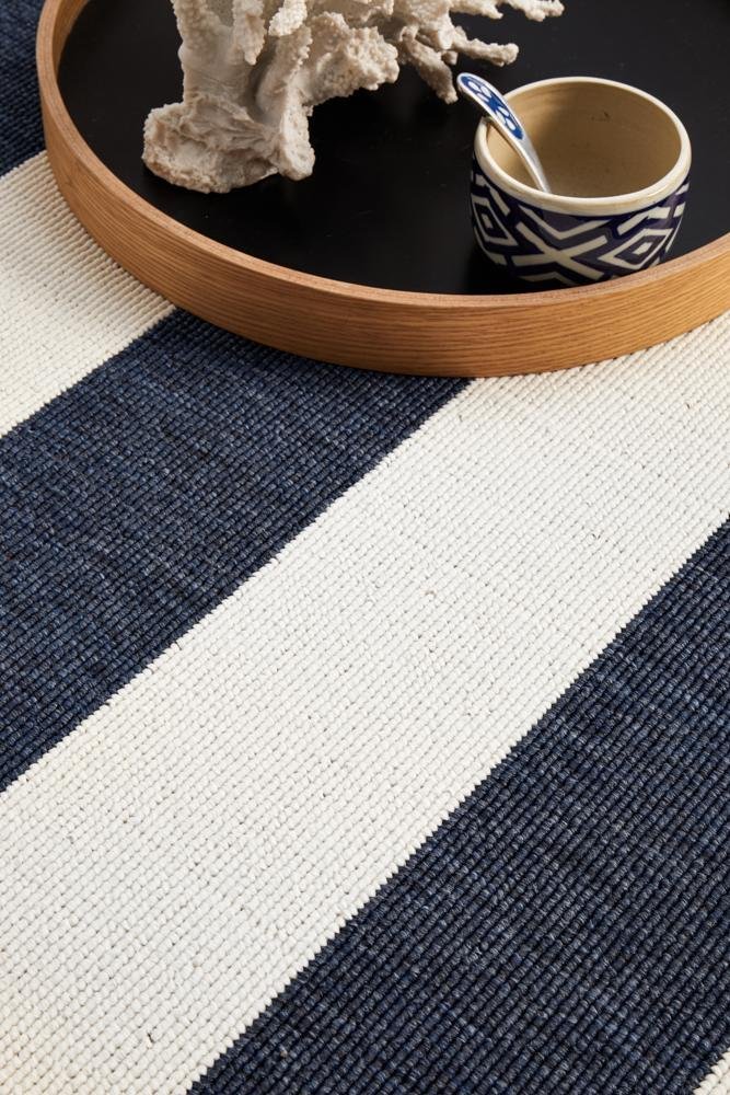 Seaside Stripes Navy White Indoor Outdoor Rug - Floorsome - SEASIDE COLLECTION - SSD - 4444 - NVWH - 160X110 - SEASIDE COLLECTION