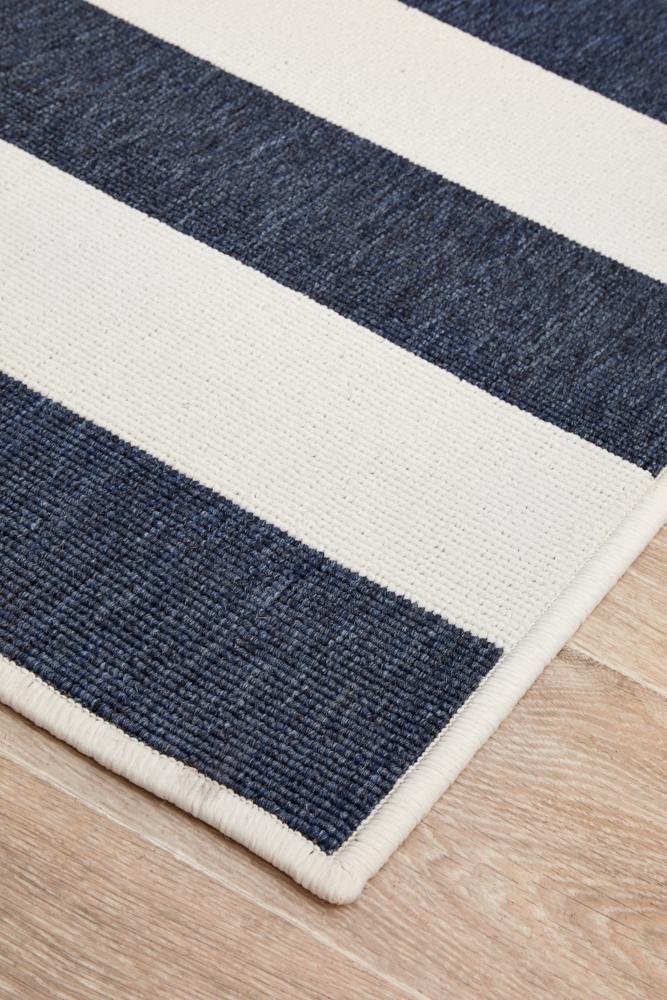 Seaside Stripes Navy White Indoor Outdoor Rug - Floorsome - SEASIDE COLLECTION - SSD - 4444 - NVWH - 160X110 - SEASIDE COLLECTION