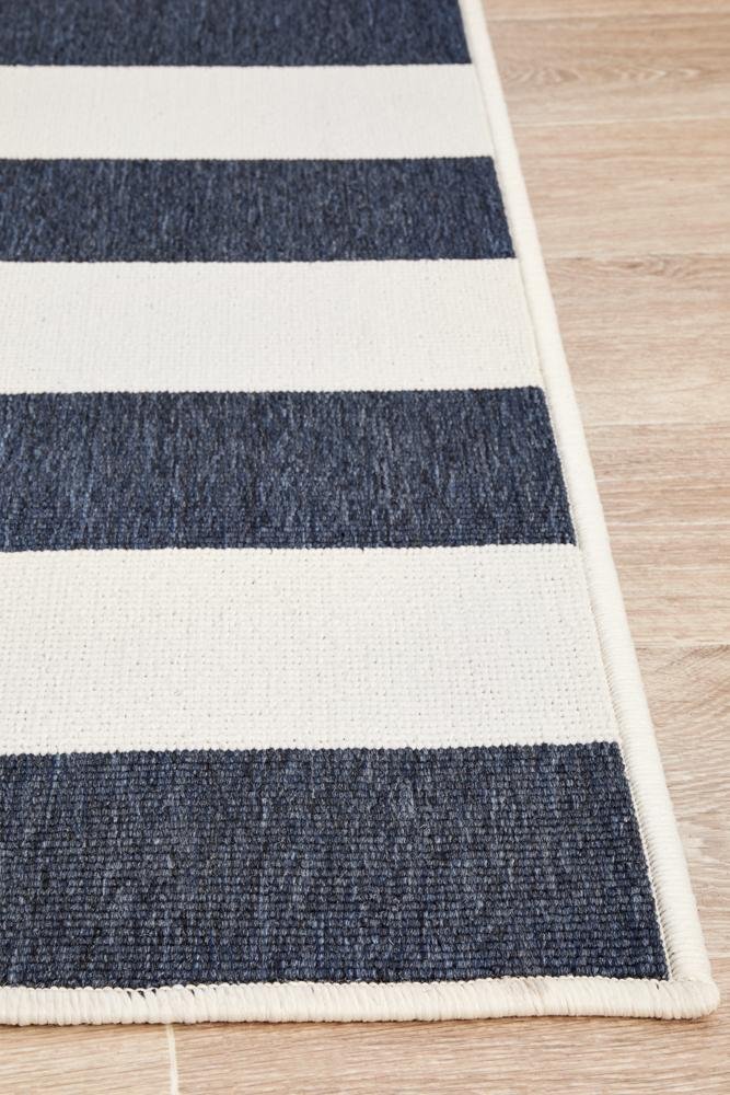 Seaside Stripes Navy White Indoor Outdoor Rug - Floorsome - SEASIDE COLLECTION - SSD - 4444 - NVWH - 160X110 - SEASIDE COLLECTION