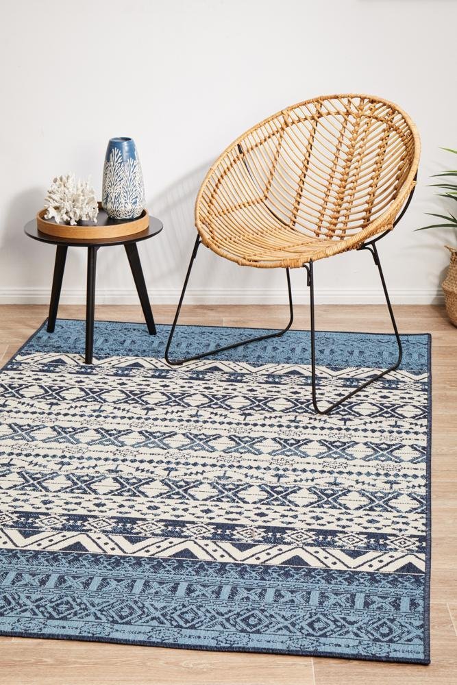 Seaside White Blue Indoor Outdoor Rug - Floorsome - SEASIDE COLLECTION - SSD - 3333 - WHBL - 160X110 - SEASIDE COLLECTION