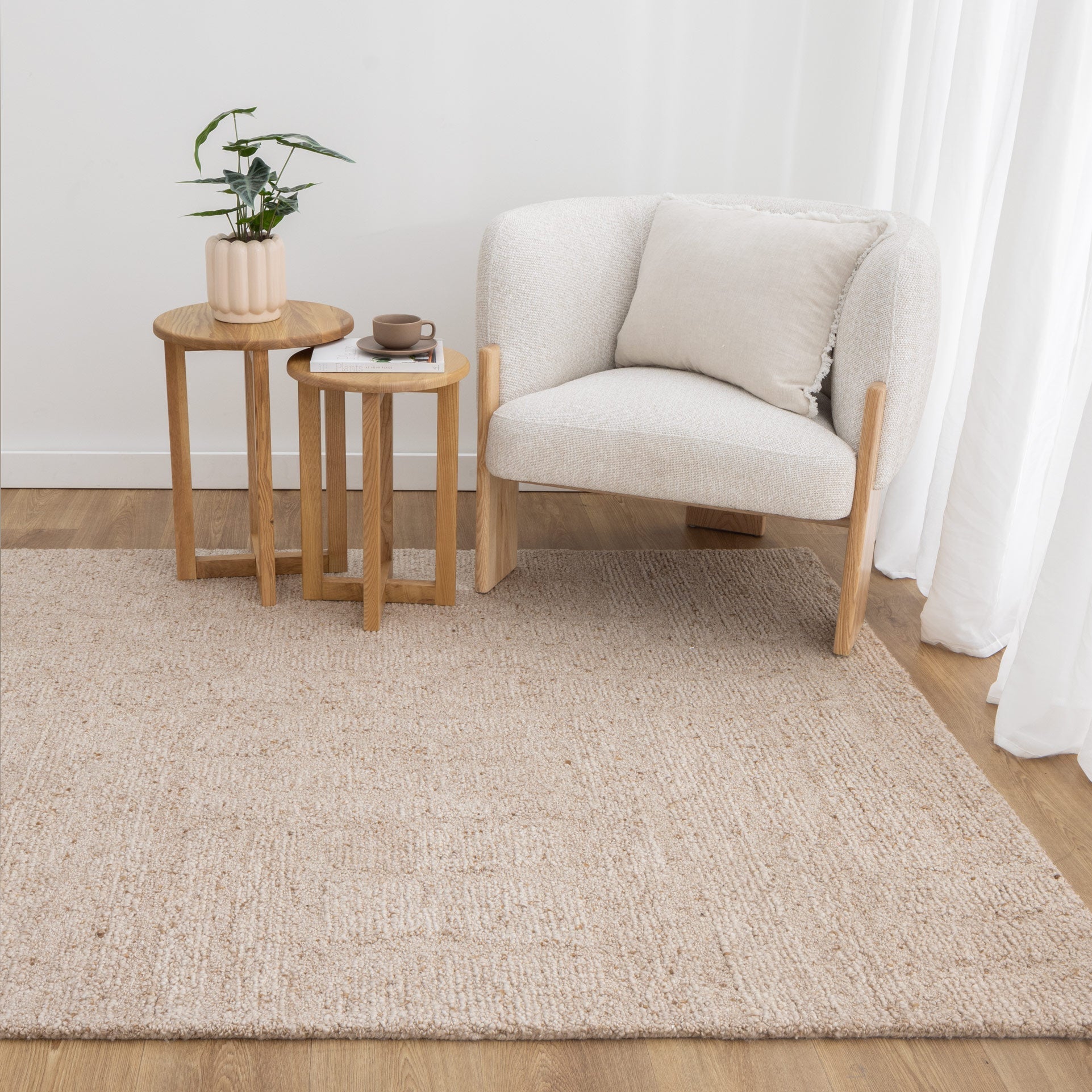Seren Beige Modern Wool Rug - Floorsome - Area Rug - SERE160BEIG - Area Rug