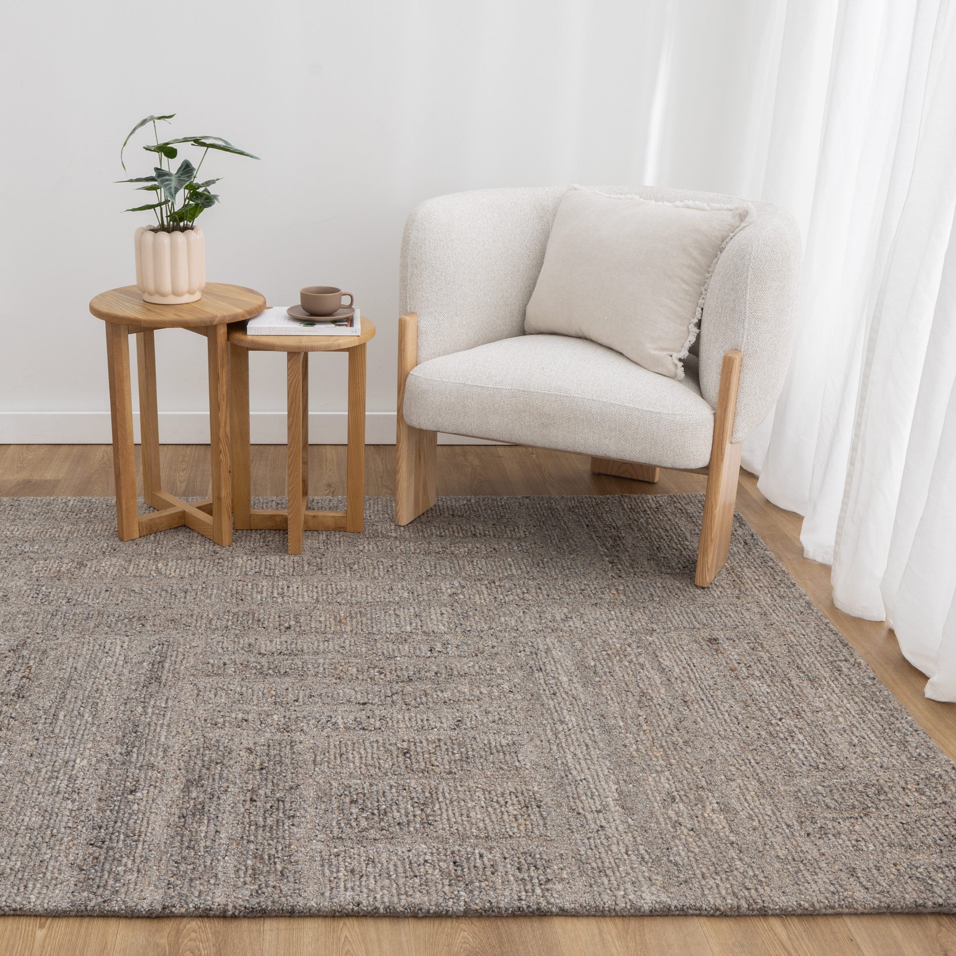 Seren Brown Grey Modern Wool Rug - Floorsome - Area Rug - SERE160BGRE - Area Rug