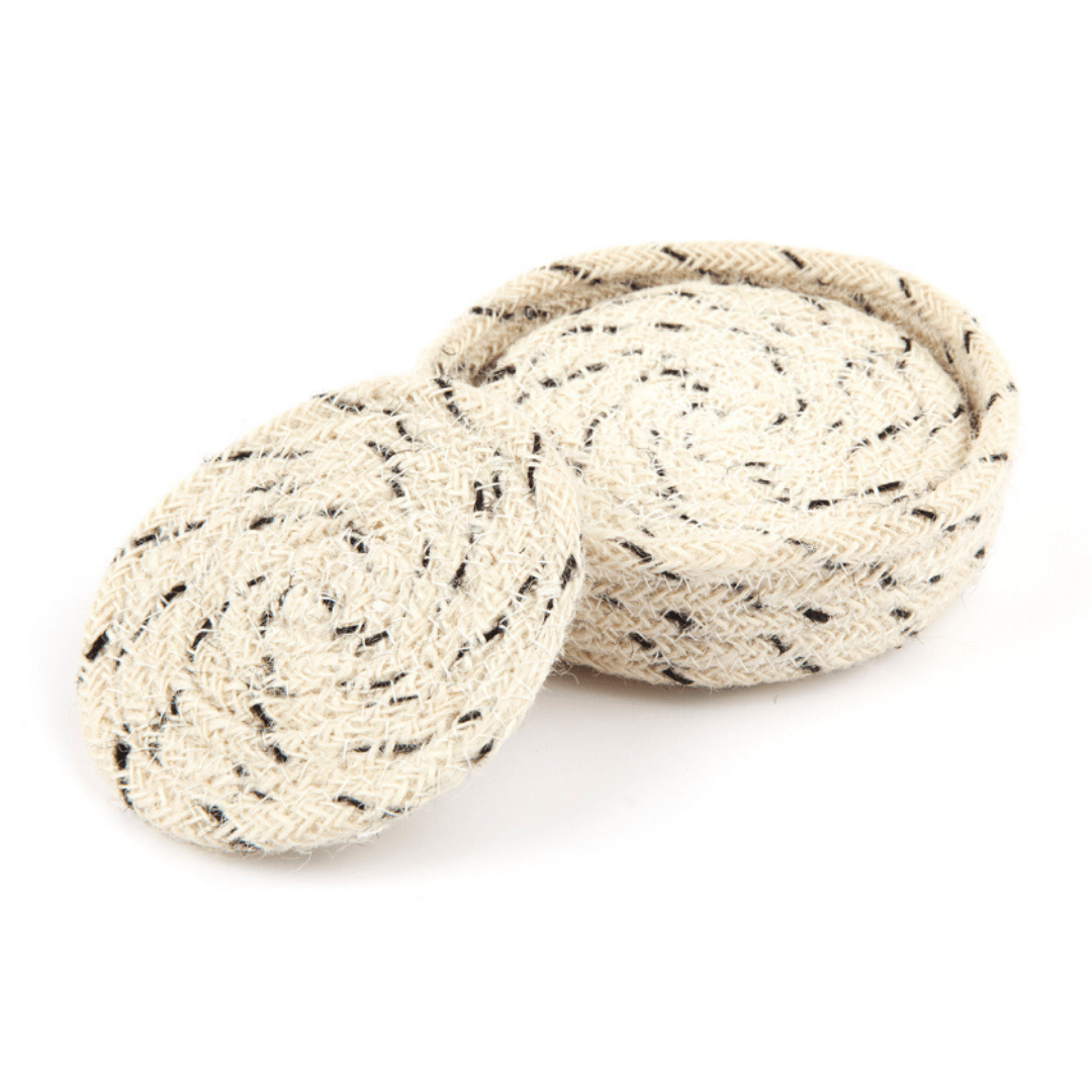 Set of 4 Dove Ivory Eco Friendly 10 cm Round Jute Coasters - Floorsome - COASTERDOVE0004 - 