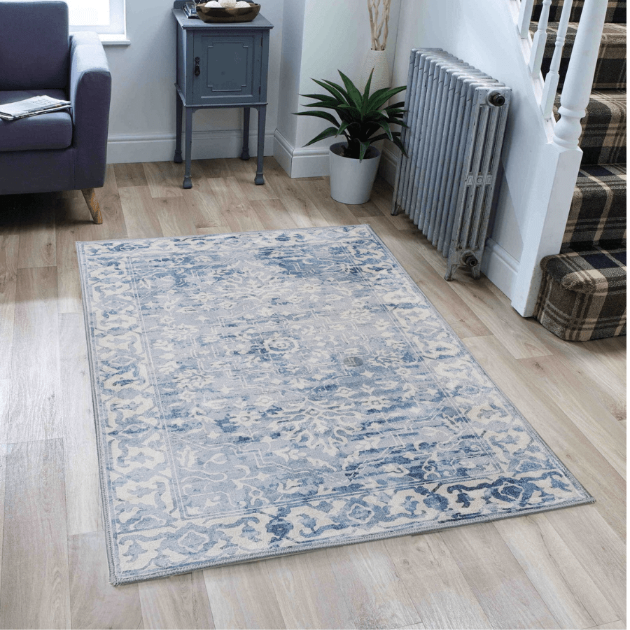 Shay Blue Traditional Distressed Machine Washable Rug - Floorsome - Modern - MWRSHYBLU060180 - Modern