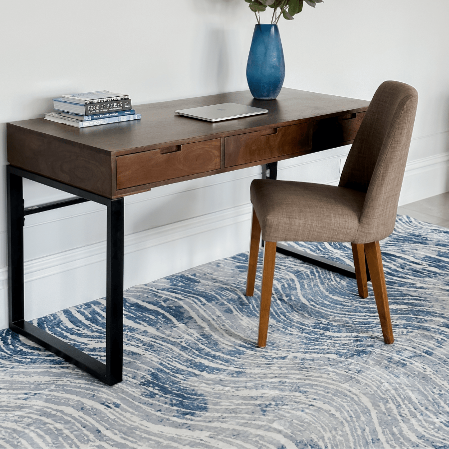 Shikhar Blue Modern Distressed Washable Rug - Floorsome - MWRSHKBLU060180 - 