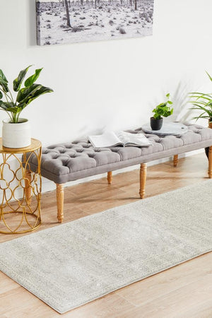 Silver Flower Transitional Runner Rug - Floorsome - Modern