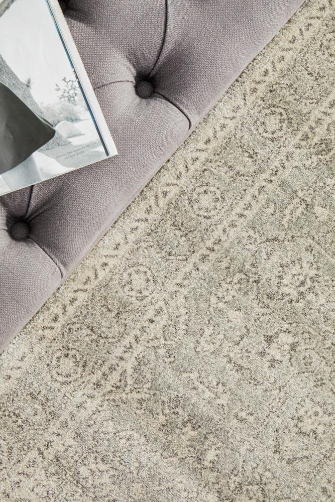Silver Flower Transitional Runner Rug - Floorsome - Modern - EVO - 261 - SIL - 300X80 - Modern